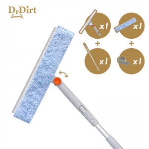 Dr.Dirt 二合一調向玻璃刮 配1塊備用塗水布 及 1條備用膠條 配1.23米伸縮桿